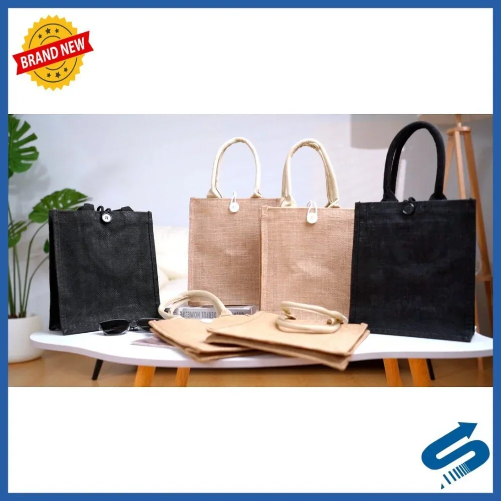 Reusable Jute Burlap Tote Bags Blank DIY Wedding Grocery Shopping Beach